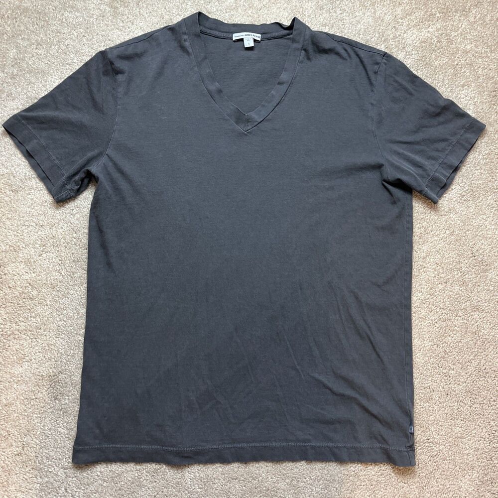 James Perse Standard T-Shirt Womens Small 1 Gray Combed Cotton V-neck Capsule